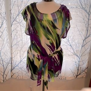 AGB women’s size L tunic with attached black cami and detached belt. Never worn.